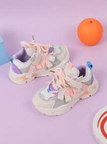 時尚中性嬰兒競技鞋,防滑軟底網紗鞋 - 粉色 - 查看 3