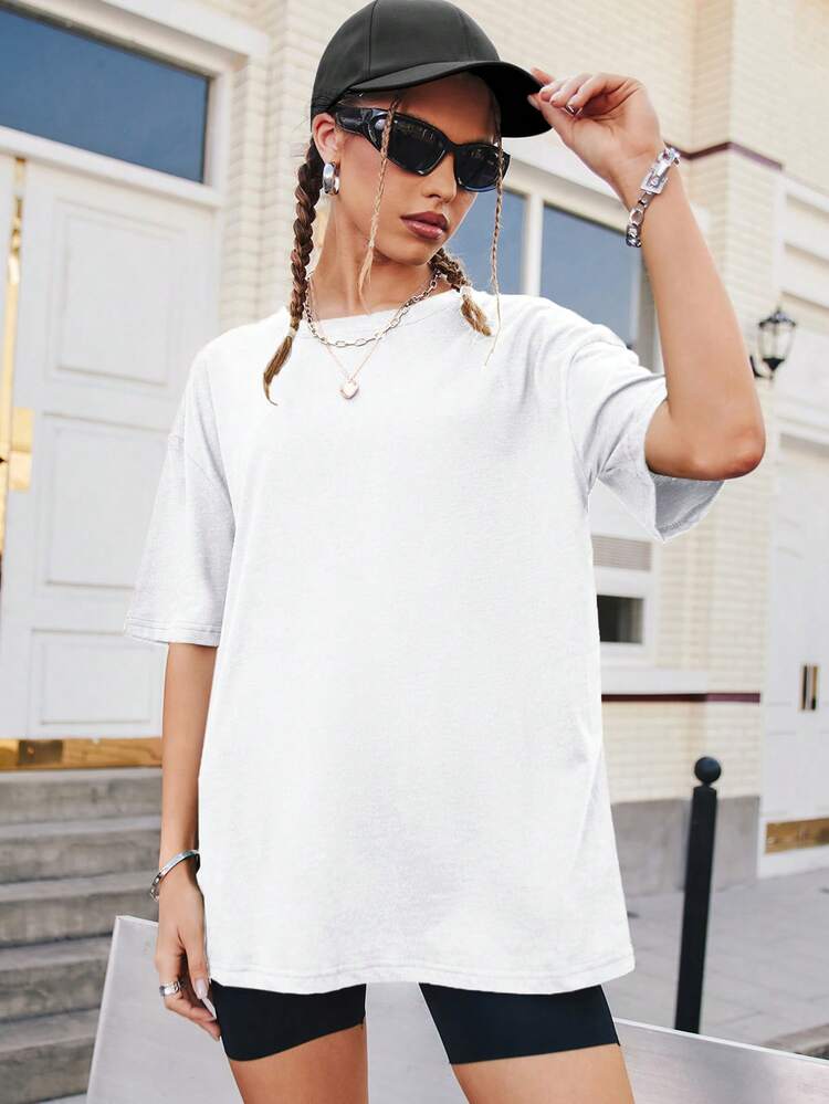 SHEIN EZwear הדפס קקטוס חולצת טי סירה - לבן - ראה 3