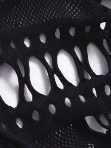 Classic Sexy Hollow Out Mesh Halter Teddy Bodysuit Lingerie Without Liner - Black - View 6