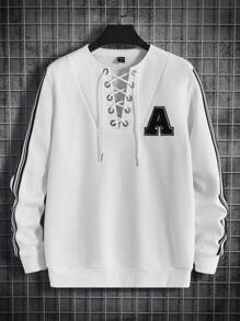 GENTILAND Nam Thư được vá Lace lên phía trước Áo nỉ - trắng - Xem 1