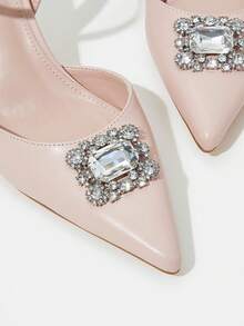 SheIn Belle Duyên dáng Em bé Màu hồng Giày Cao Gót Buộc dây mắt cá chân Đối với phụ nữ , Đồ trang trí Rhinestone Chóp giầy nhọn Giày cao gót Stiletto Pumps - Màu Hồng baby - Xem 6