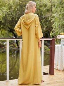 Graphic Patched Drop Shoulder Hooded Dress