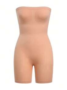 SHAPORA 素色塑身衣連身短褲 - 杏色 - 查看 3