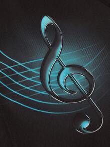 Manfinity LEGND Nam Bản in nốt nhạc Áo sơ mi - màu đen - Xem 3