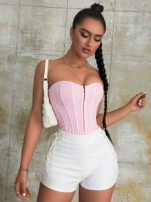 Apperloth A Sexy Rave Lace-Up Side PU Leather Tight Clubwear Shorts For Music Festival - White - View 6