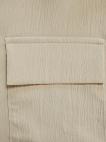 SHEIN Unity Twist Front Crop Blouse - Apricot - View 3