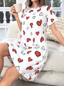 心形印花睡衣 - 紅色 - 查看 1