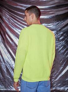 Manfinity Unisex 1 Miếng Lỏng lẻo phù hợp Thả vai Nút phía trước Áo len Mở - Màu xanh chanh - Xem 2