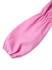 SHEIN Unity 休閒前綁帶蝴蝶結 胸部褶皺純色女士連衣裙 - 粉色 - 查看 4