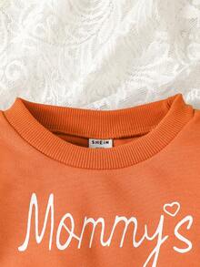 Đứa bé gái Đồ họa Chữ cái Áo chui đầu & In hoa Nơ mặt trước Quần ống loe - Nhiều màu - Xem 3