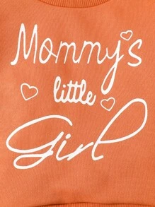 Đứa bé gái Đồ họa Chữ cái Áo chui đầu & In hoa Nơ mặt trước Quần ống loe - Nhiều màu - Xem 4