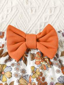 Đứa bé gái Đồ họa Chữ cái Áo chui đầu & In hoa Nơ mặt trước Quần ống loe - Nhiều màu - Xem 5