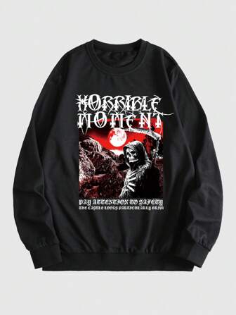 Goth Guys Slogan Graphic Sweatshirt
