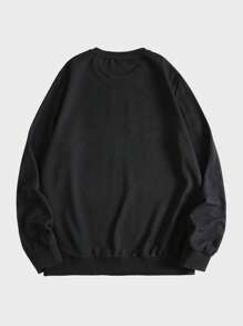 ROMWE MEN Goth Guys Slogan Graphic Sweatshirt - Black - View 2