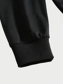 ROMWE MEN Goth Guys Slogan Graphic Sweatshirt - Black - View 3