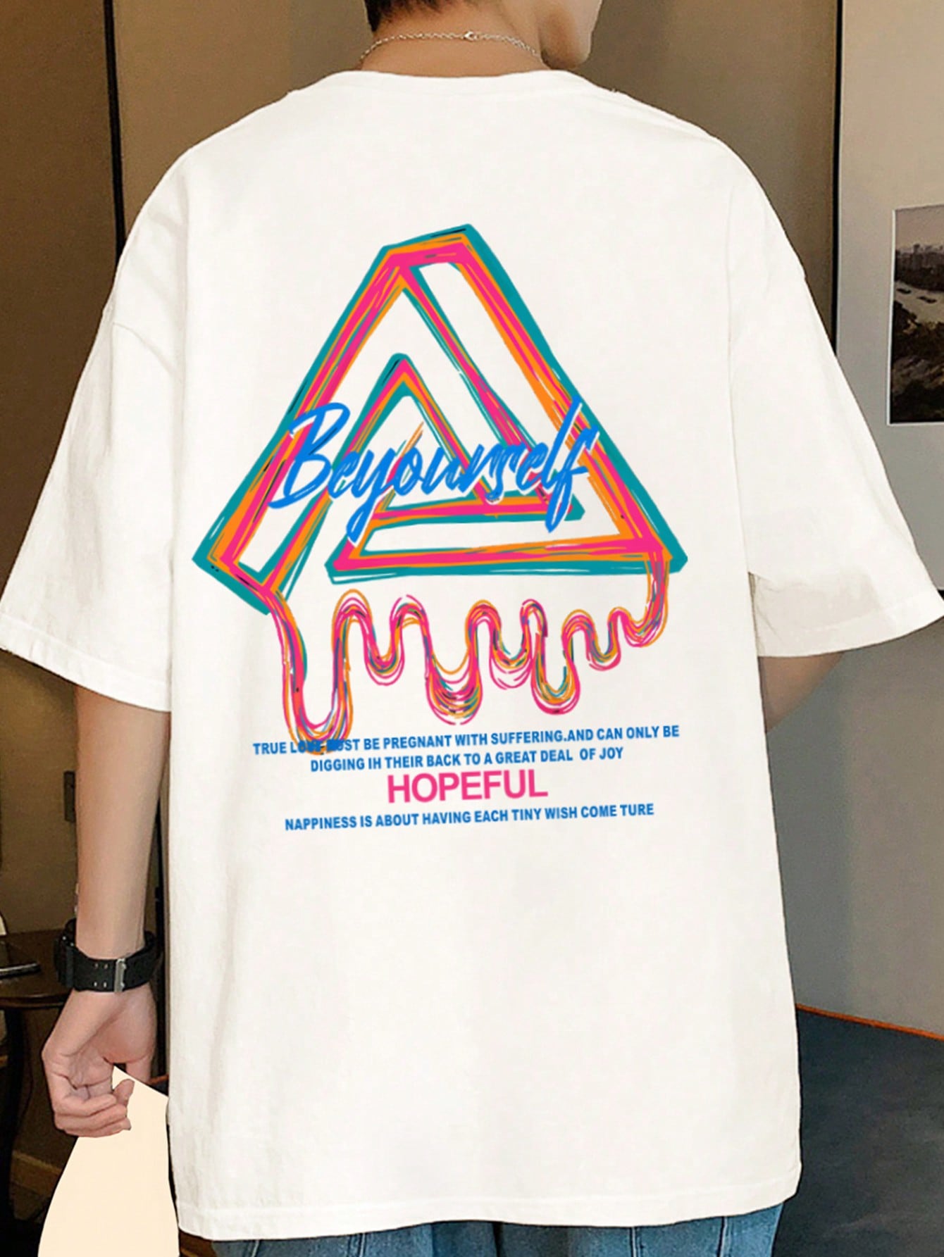 Men Slogan Graphic Drop Shoulder Tee