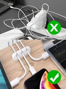 2 Cái Cáp Màu Trắng Kẹp Dây, Quản Lý Cáp Cáp USB Kẹp Dây Nguồn, Trình Tổ Chức Cáp Cho Xe Hơi Gia Đình Và Văn Phòng - trắng - Xem 3
