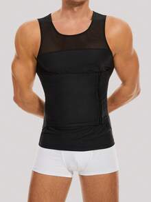 男士網紗拼接運動背心 - 黑色 - 查看 5