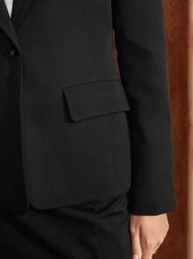 BizChic Women Blazers Tombol Plain Casual - Hitam - View 9