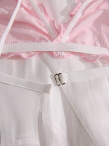 5 件套碎花印花生菜边文胸内衣，可爱 - 彩色 - 查看 5