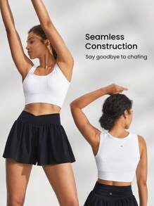 GLOWMODE Seamless Square Neck Sports Bra - White - View 3