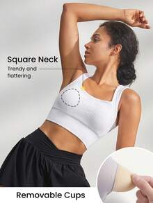 GLOWMODE Seamless Square Neck Sports Bra - White - View 4