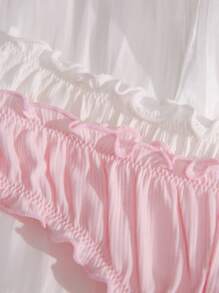 Shein Underwear&Sleepwear Basics Talla grande 5 piezas Bragas con estampado floral ribete en forma de lechuga