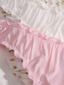 Shein Underwear&Sleepwear Basics Talla grande 5 piezas Bragas con estampado floral ribete en forma de lechuga