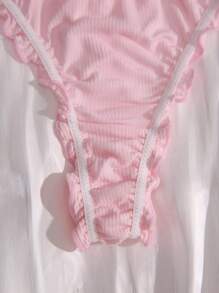 Shein Underwear&Sleepwear Basics Talla grande 5 piezas Bragas con estampado floral ribete en forma de lechuga