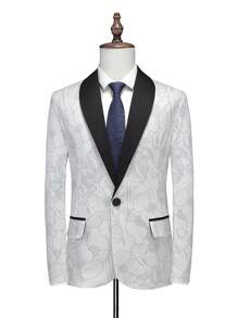 Manfinity AFTRDRK Nam Plus 1 Miếng In hoa Khăn quàng Nút đơn Áo vest - trắng - Xem 1