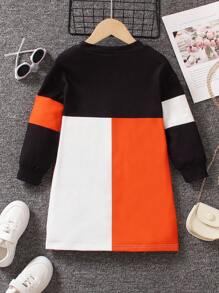 SHEIN Young Girl Color Block Tee Dress - Multicolor - View 2