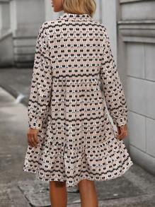 EMERY ROSE Vestido smock con estampado bajo con fruncido - Multicolor - Ver 2
