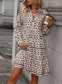 EMERY ROSE Vestido smock con estampado bajo con fruncido - Multicolor - Ver 5