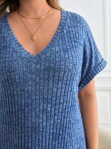 SHEIN Frenchy Talla grande Vestido estilo camiseta de manga murciélago - Azul - Ver 6