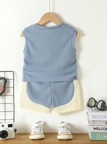 SHEIN Babymeisje Grafische lettersprint Tank tops & Shorts