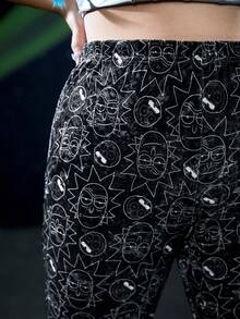 Rick and Morty X SHEIN Plus Allover Print Flare Leg Pants - Multicolor - View 4