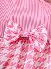 SHEIN 女小童千鳥格印花洋裝&夾克 - 粉色 - 查看 5