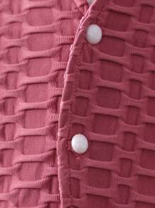 SHEIN 女小童素色夾克&褶皺半身裙&背心上衣&帽 - 粉色 - 查看 4