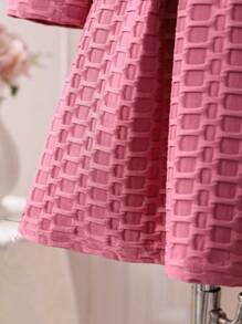 SHEIN 女小童素色夾克&褶皺半身裙&背心上衣&帽 - 粉色 - 查看 5