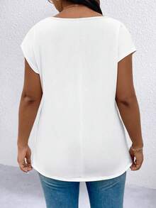 SHEIN LUNE Plus Striped Print Batwing Sleeve Tee Graphic Tees Women Tops - Black and White - View 2