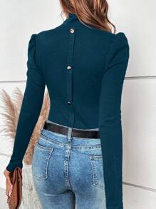 SHEIN Clasi T-shirt À Col Montant À Bouton