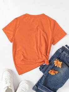 SHEIN Young Girl Cartoon Graphic Tee - Orange - View 2
