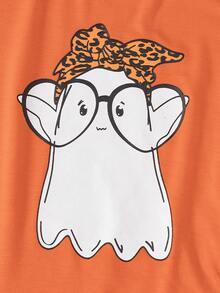 SHEIN Young Girl Cartoon Graphic Tee - Orange - View 4