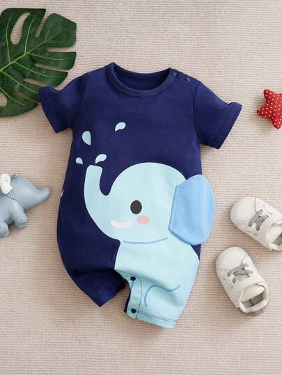 Yierying Peto informal de bebé niño con gráfico de elefante, diseño elegante y cómodo para exteriores, minimalista de verano