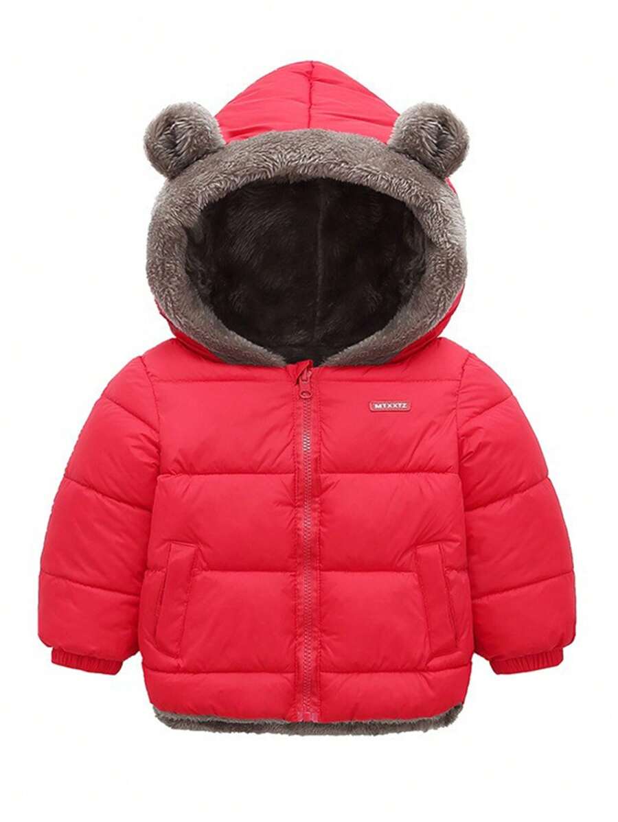 Young Boy Thermal Lined Hooded Reversible Winter Jacket - Red - View 1