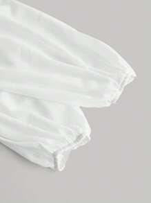 SHEIN MOD Sweetheart Neck Lantern Sleeve Crop Blouse,Sheer