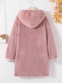 SHEIN Cô gái Tween 1 Miếng Túi Kép Áo trùm đầu - Hồng - Xem 2