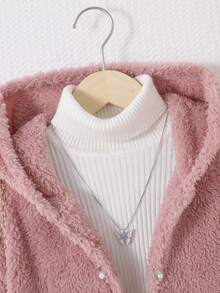 SHEIN Cô gái Tween 1 Miếng Túi Kép Áo trùm đầu - Hồng - Xem 5