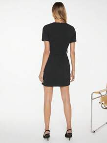 BizChic Button Front Belted Fitted Dress