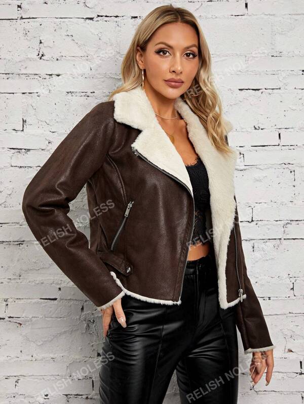 RELISH NOLESS Cazadora de moto con forro teddy con cremallera PU